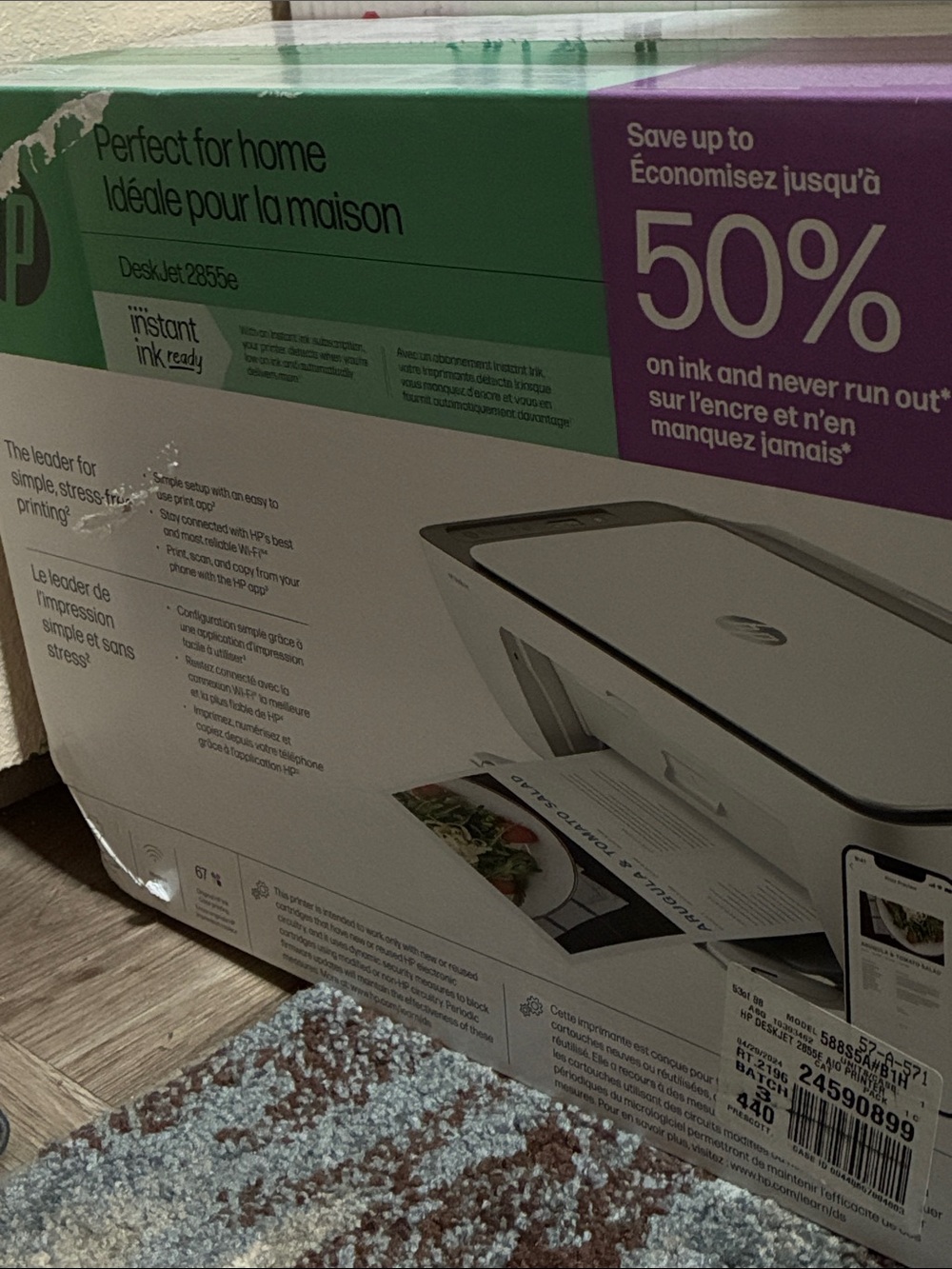 Hp DeskJet 2855e instant ink ready printer white